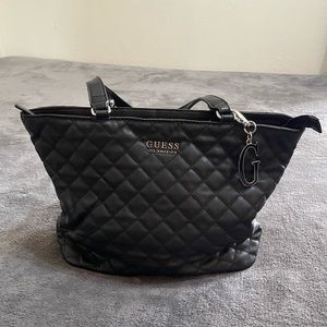 Guess Black Quilted Handbag Purse
